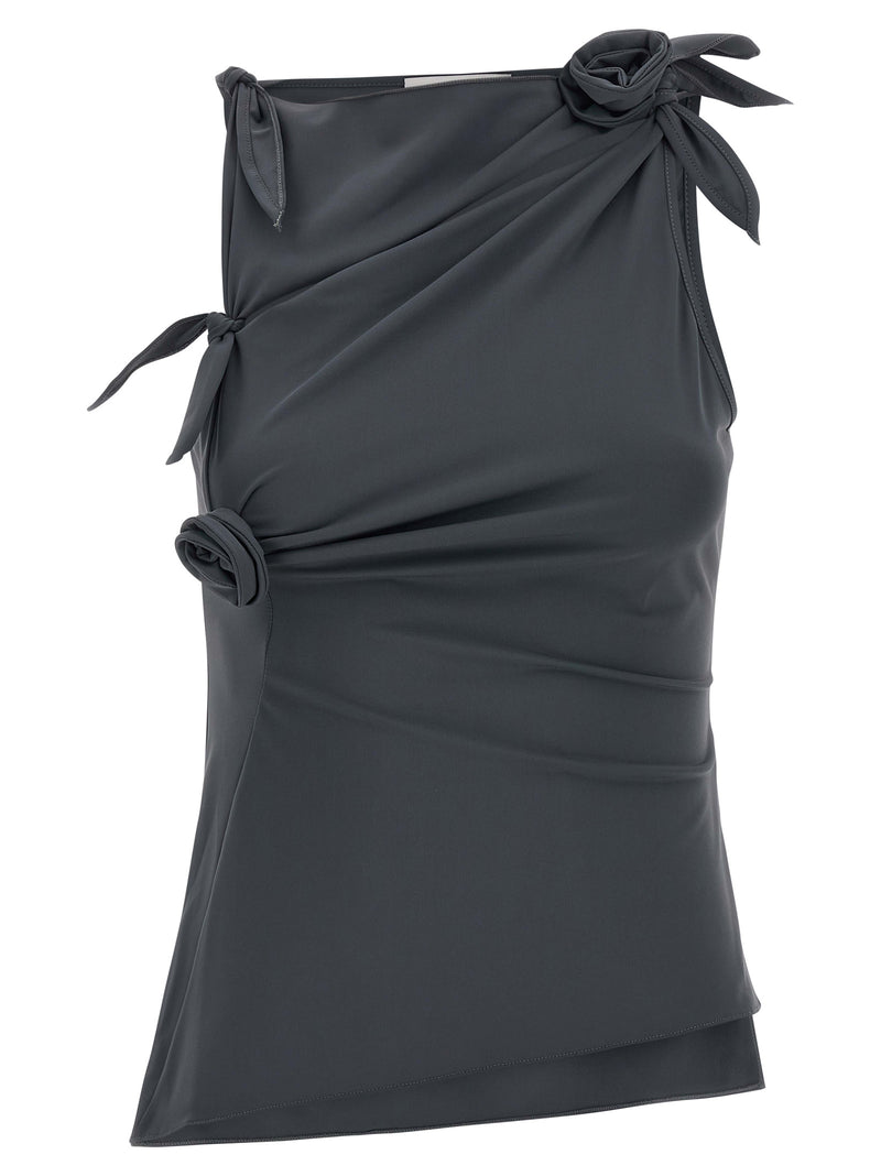 Coperni Asymmetric Flower Gray Polyamide Tank Top