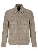 GIORGIO BRATO Blouson en cuir d'agneau gris
