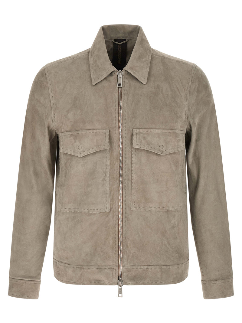 GIORGIO BRATO Blouson en cuir d'agneau gris