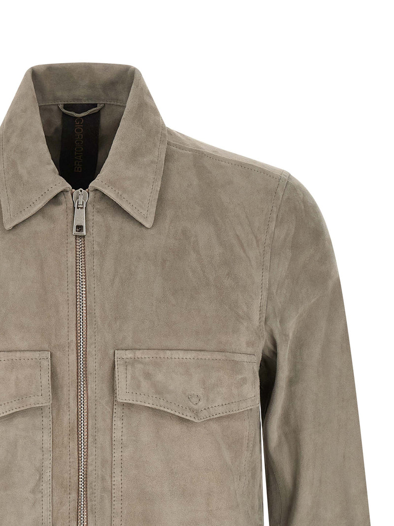 GIORGIO BRATO Blouson en cuir d'agneau gris
