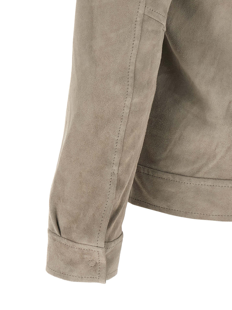 GIORGIO BRATO Blouson en cuir d'agneau gris