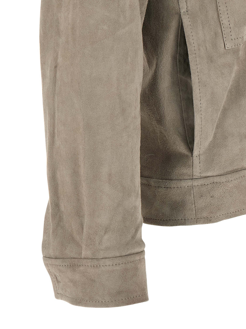 GIORGIO BRATO Blouson en cuir d'agneau gris