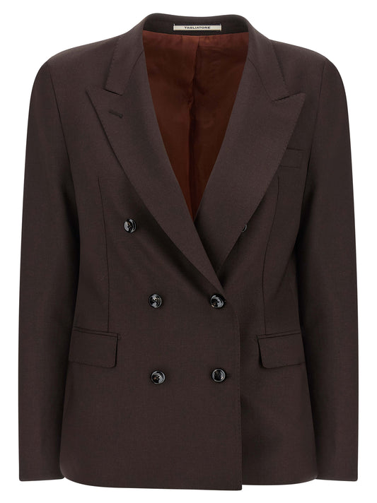 Blazer Tagliatore en laine vierge marron
