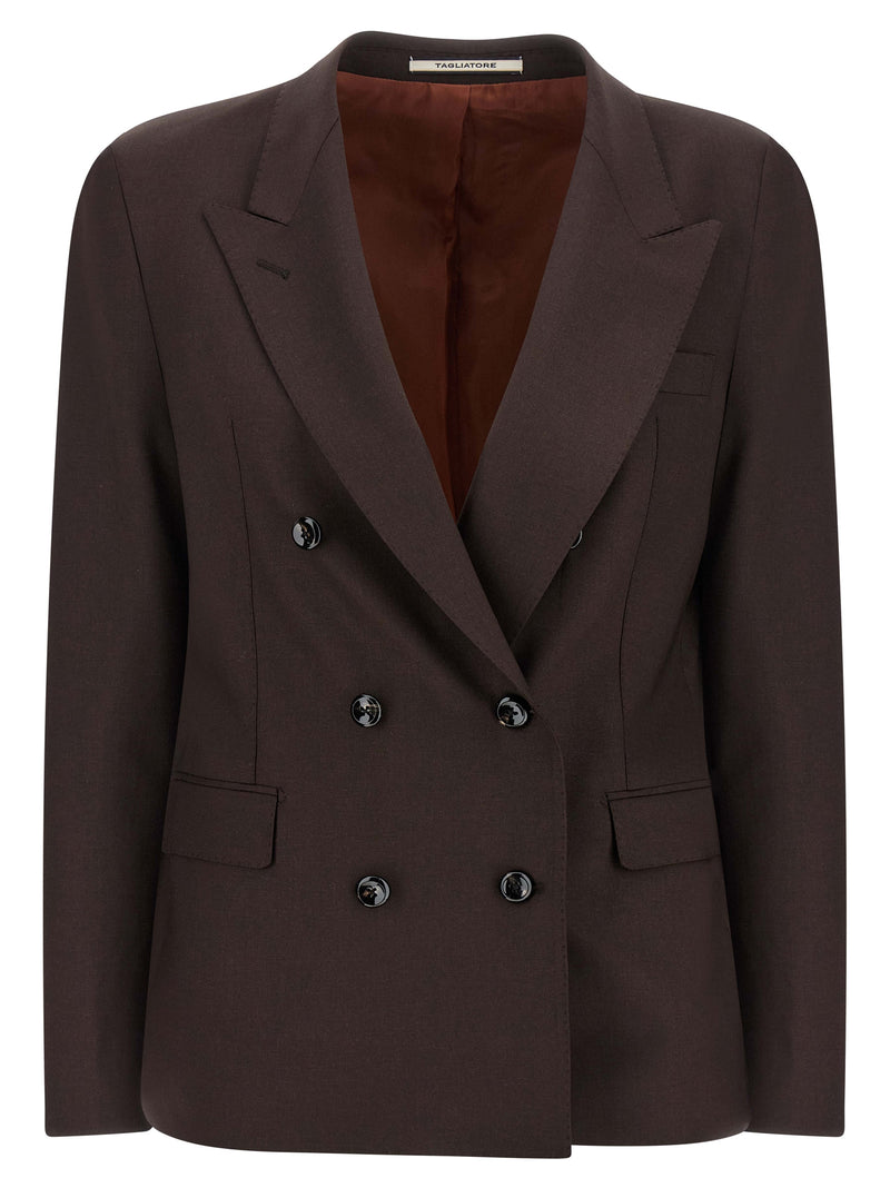 Blazer Tagliatore en laine vierge marron
