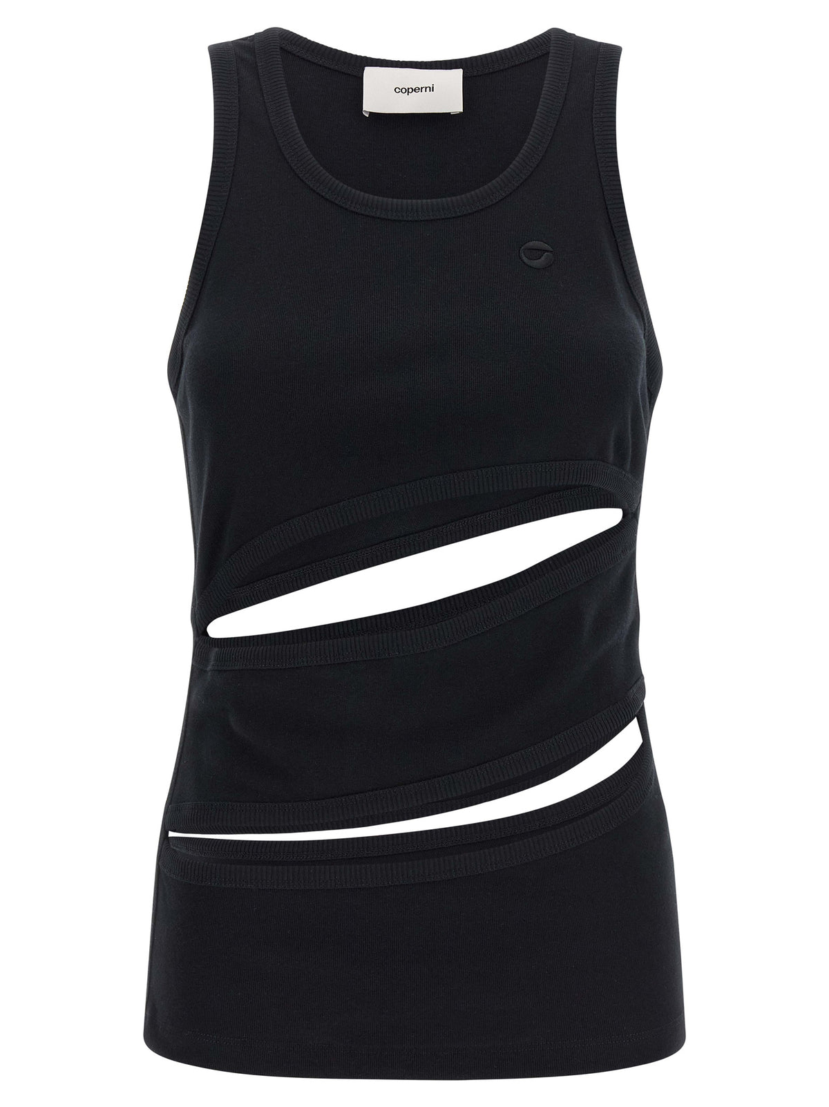 Coperni Black Organic Cotton Spiral Tank Top