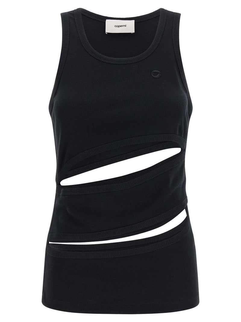 Coperni Black Organic Cotton Spiral Tank Top