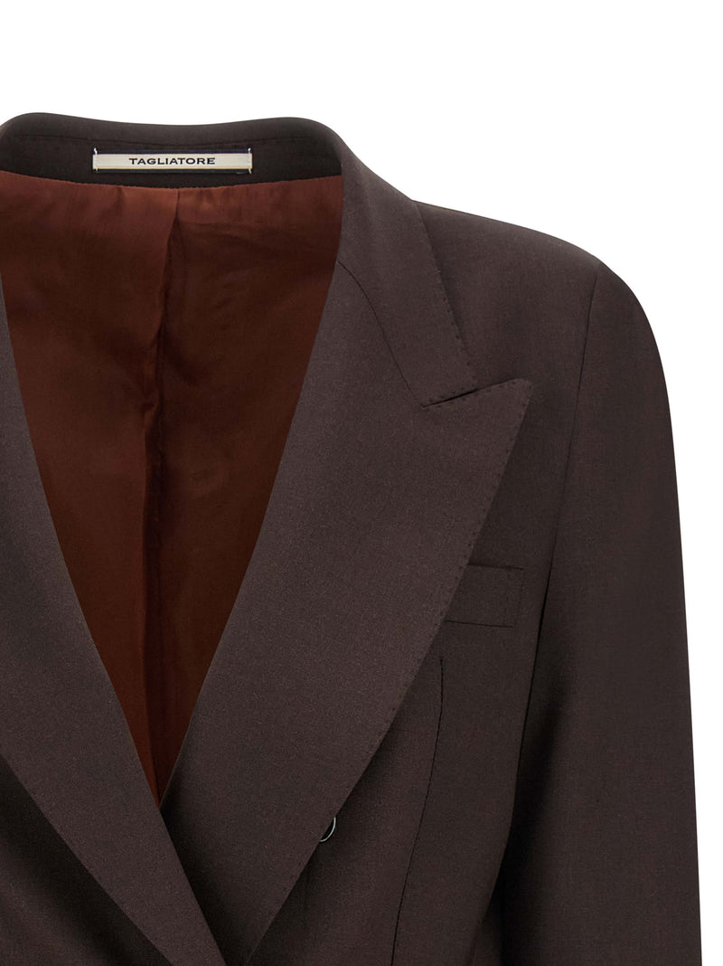 Blazer Tagliatore en laine vierge marron