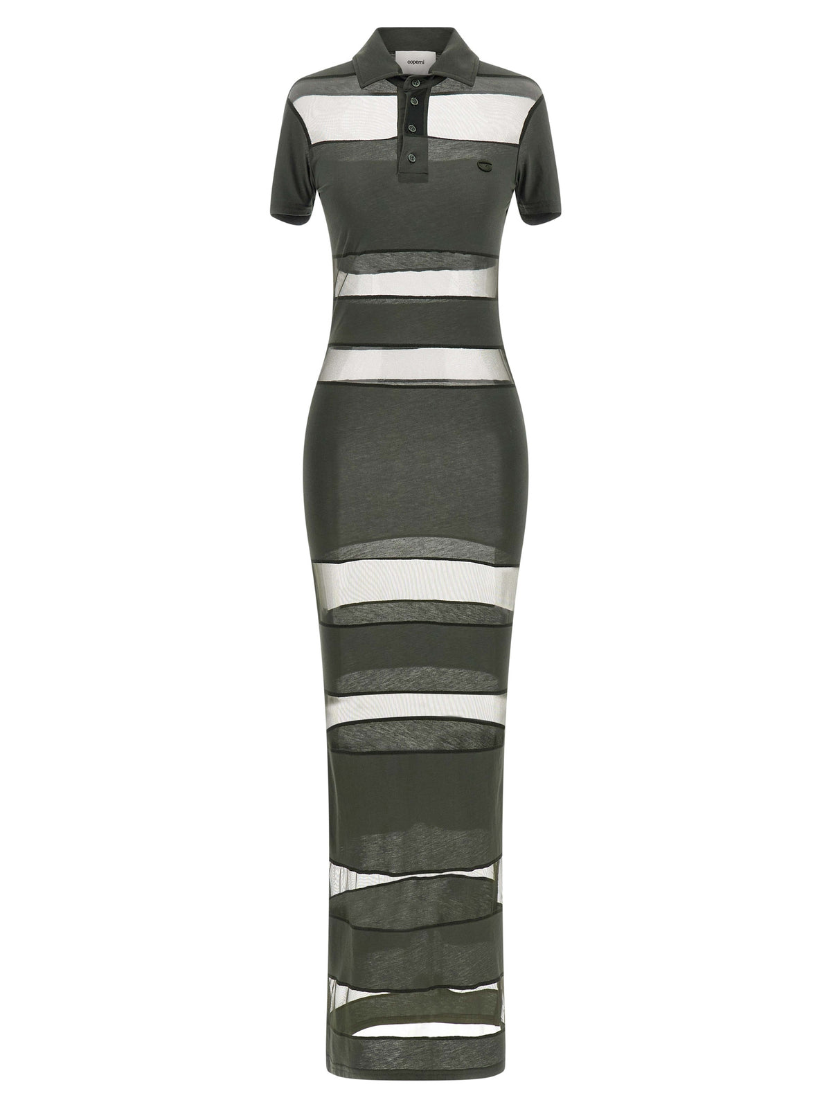 Coperni Bicolor Cotton Long Dress - Green