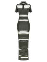 Coperni Bicolor Cotton Long Dress - Green