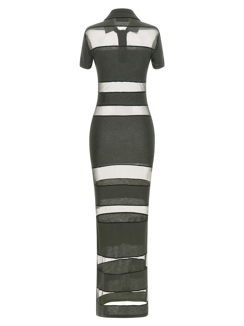 Coperni Bicolor Cotton Long Dress - Green