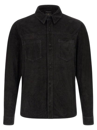 GIORGIO BRATO Black Suede Leather Blouse