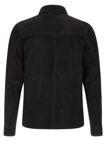 GIORGIO BRATO Black Suede Leather Blouse