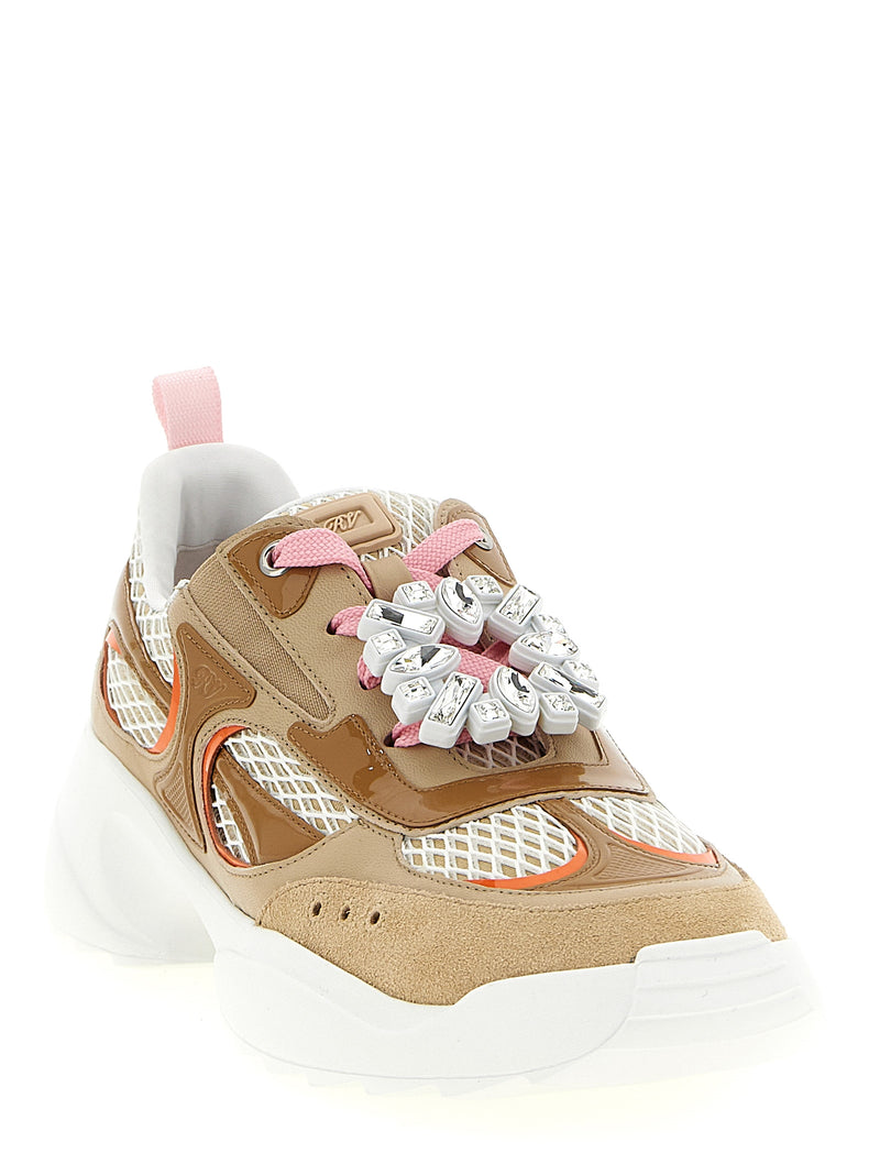 Baskets sportives Roger Vivier en veau beige