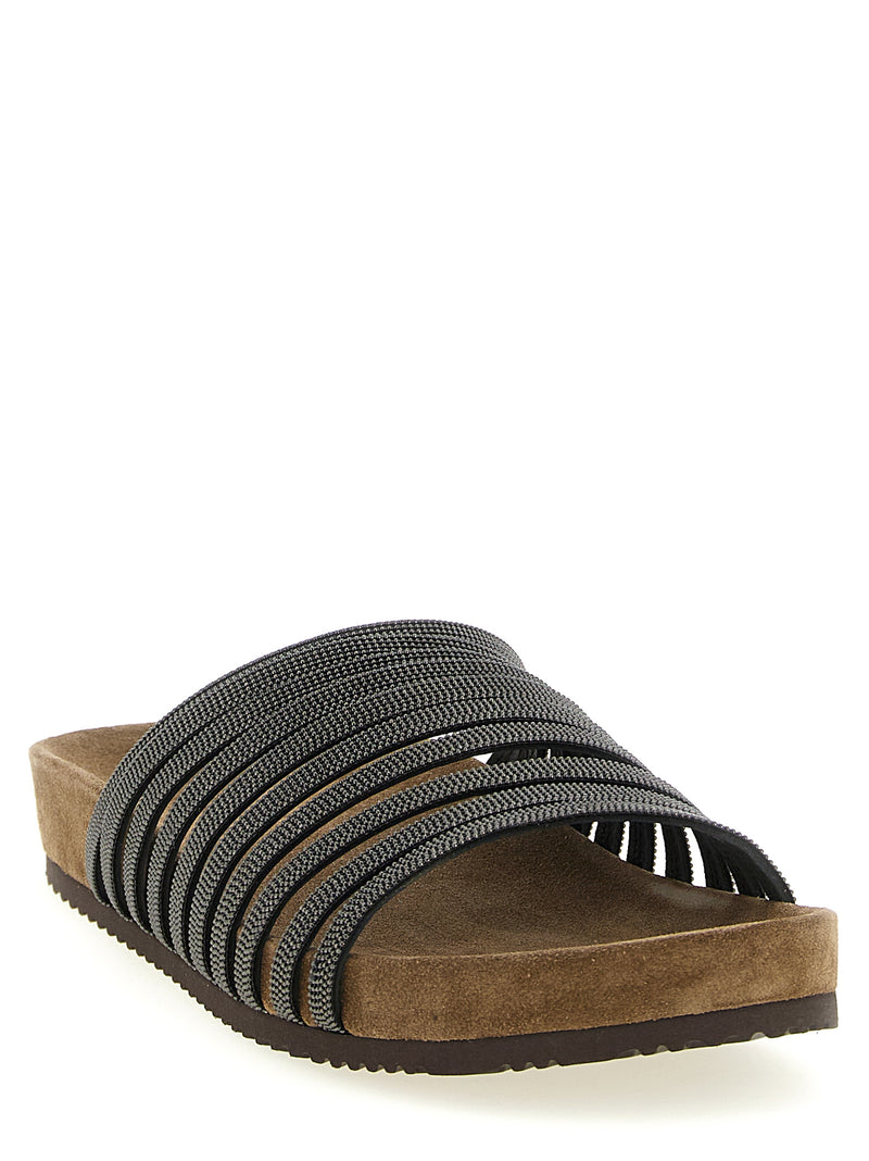 Mules Brunello Cucinelli en cuir d'agneau noir