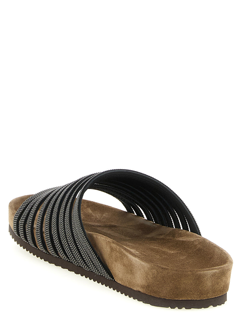 Mules Brunello Cucinelli en cuir d'agneau noir