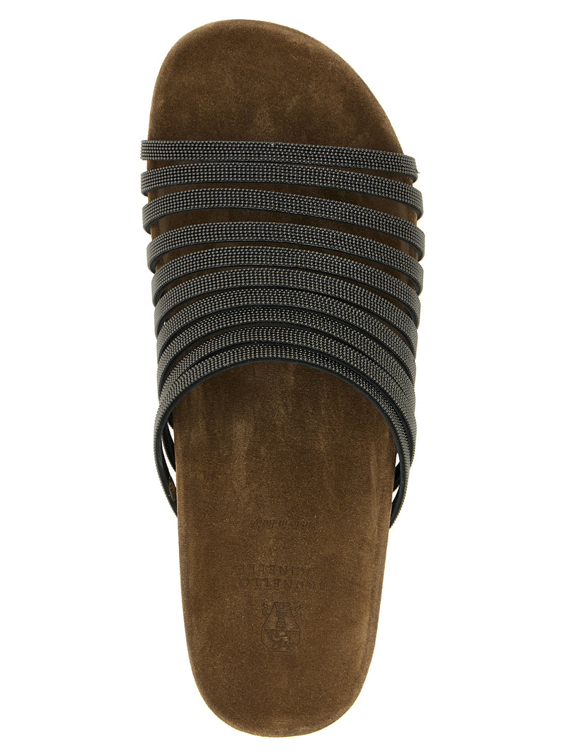 Mules Brunello Cucinelli en cuir d'agneau noir