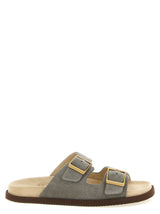 Brunello Cucinelli Gray Calfskin Slides for Men