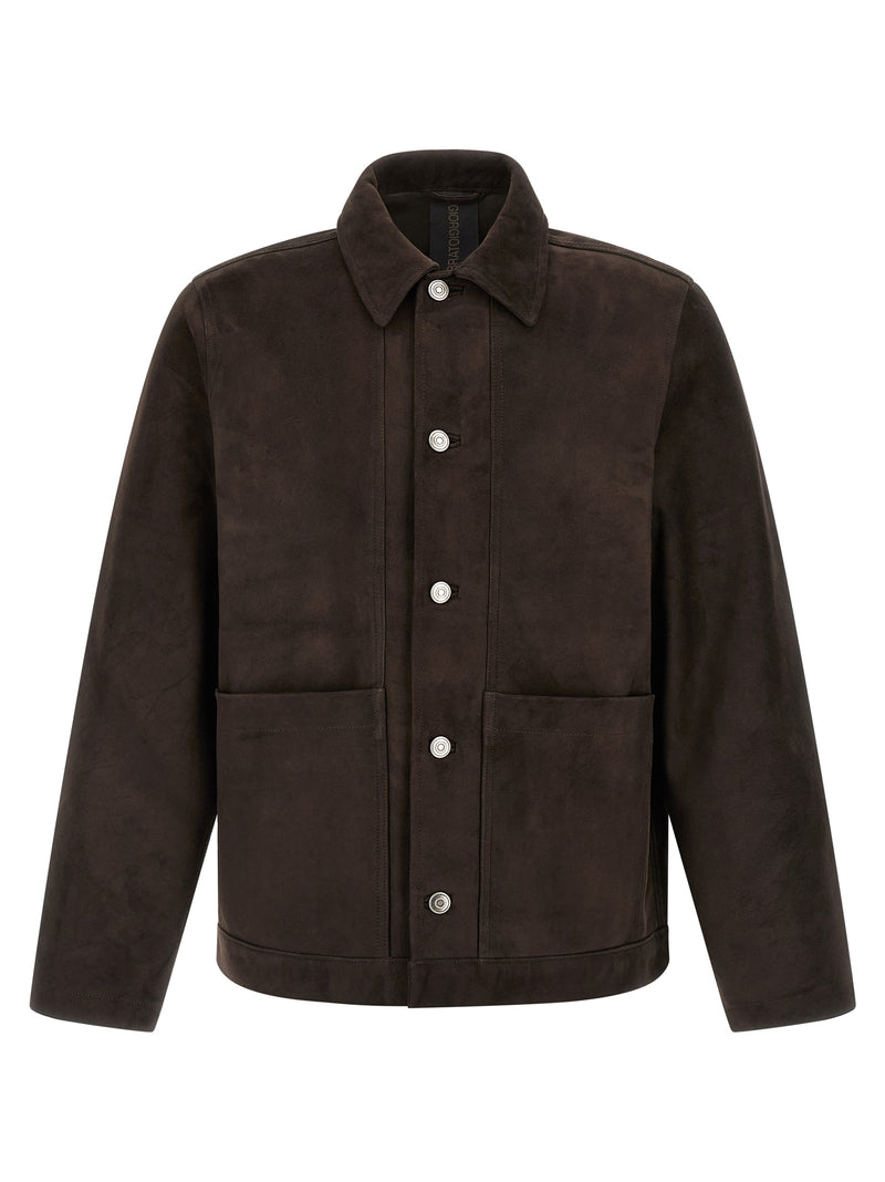 GIORGIO BRATO Blouson en cuir suédé marron