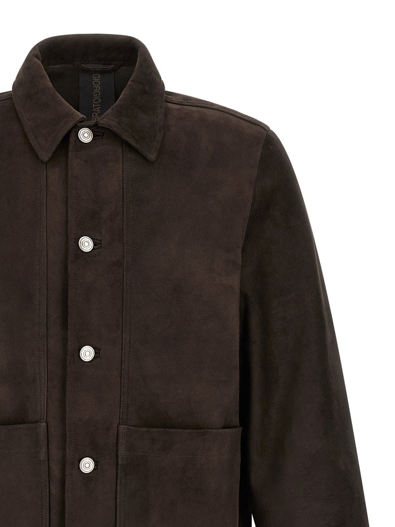 GIORGIO BRATO Blouson en cuir suédé marron