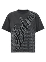 Balenciaga Black Cotton T-Shirt with Gradient Logo