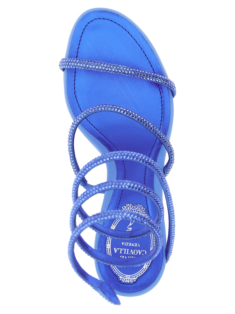 Sandales à talons aiguilles RENE CAOVILLA en viscose bleue