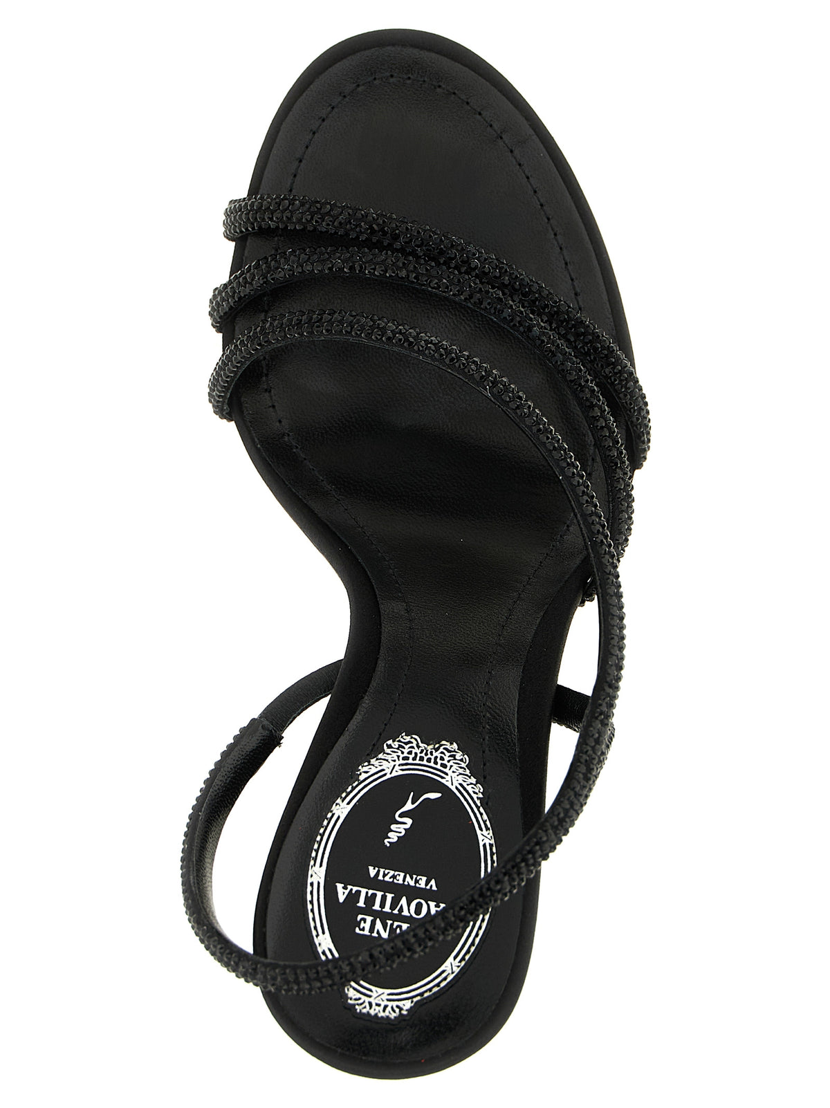 Sandales à Talon Aiguille en Viscose Noire RENE CAOVILLA