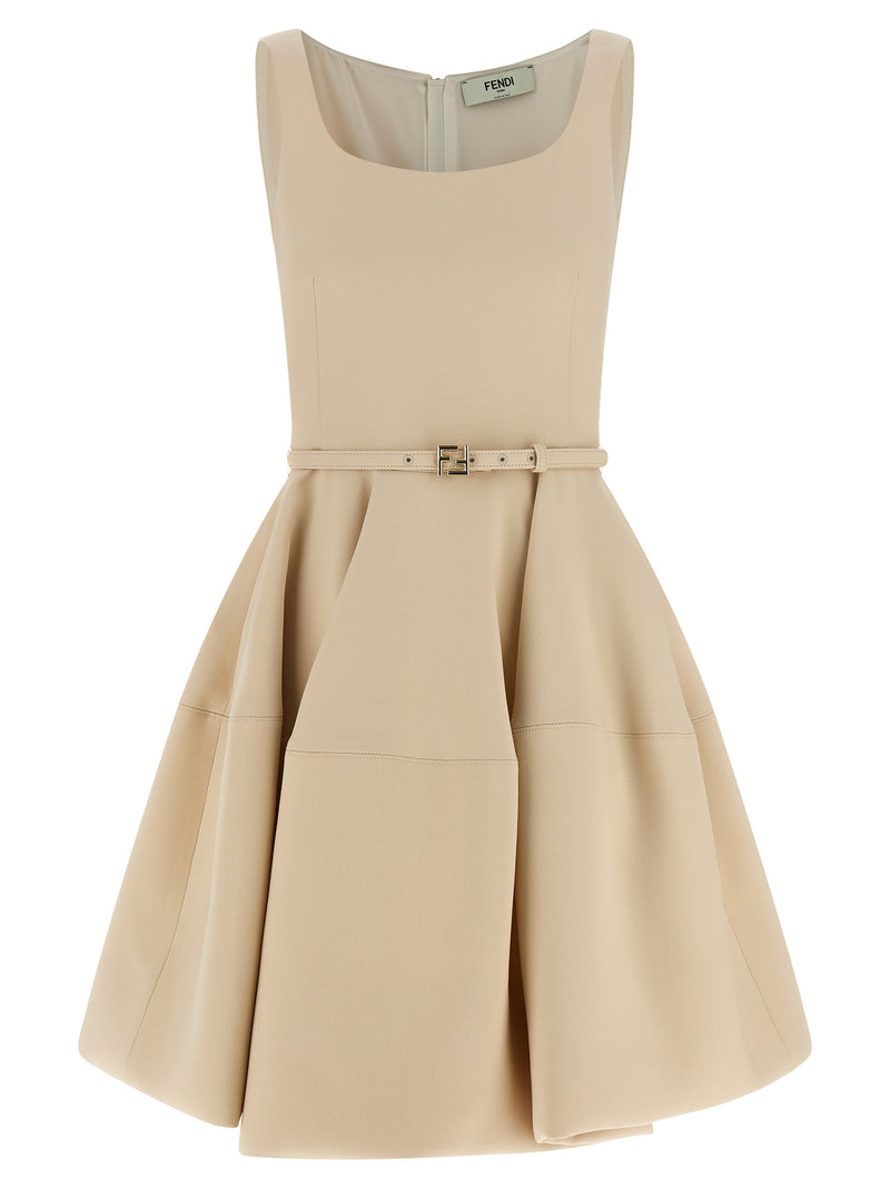 Robe courte en laine multicolore Fendi