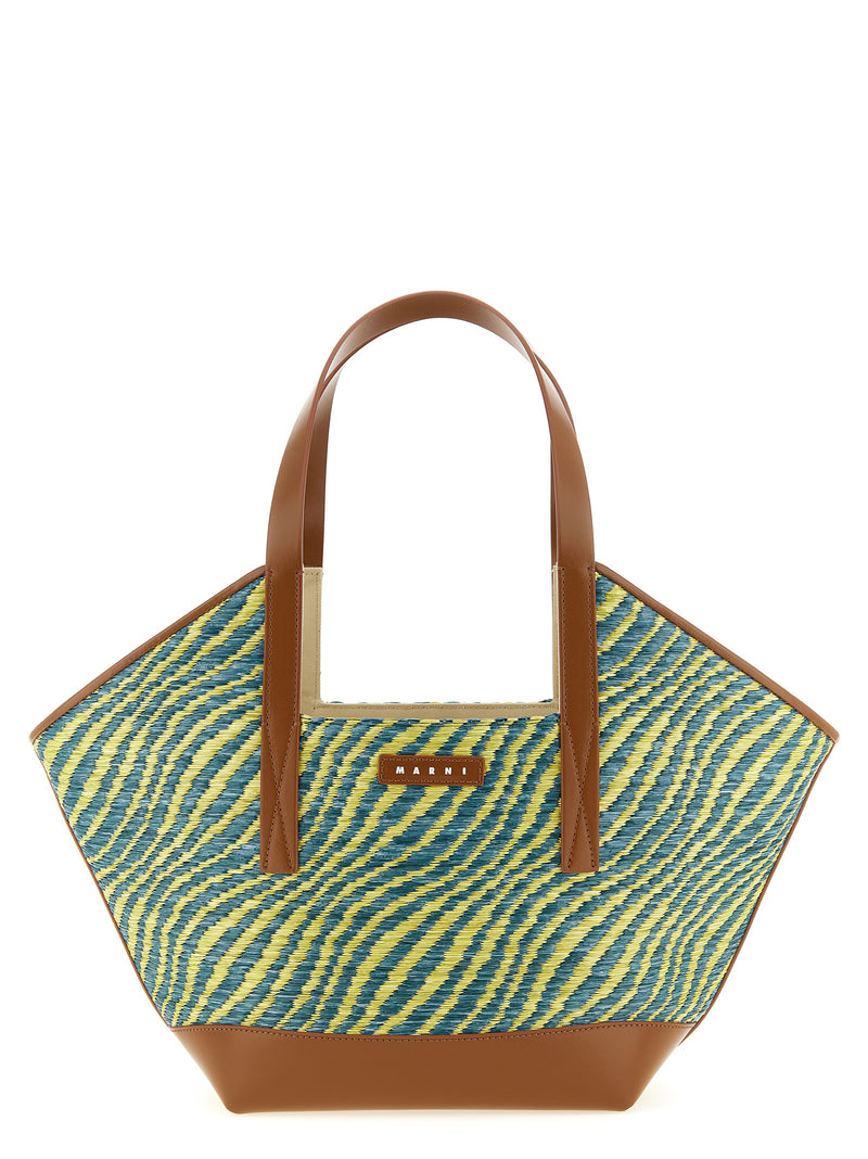 Marni Bicolor Polyamide Tote Bag - Waves Trapezoidal Design