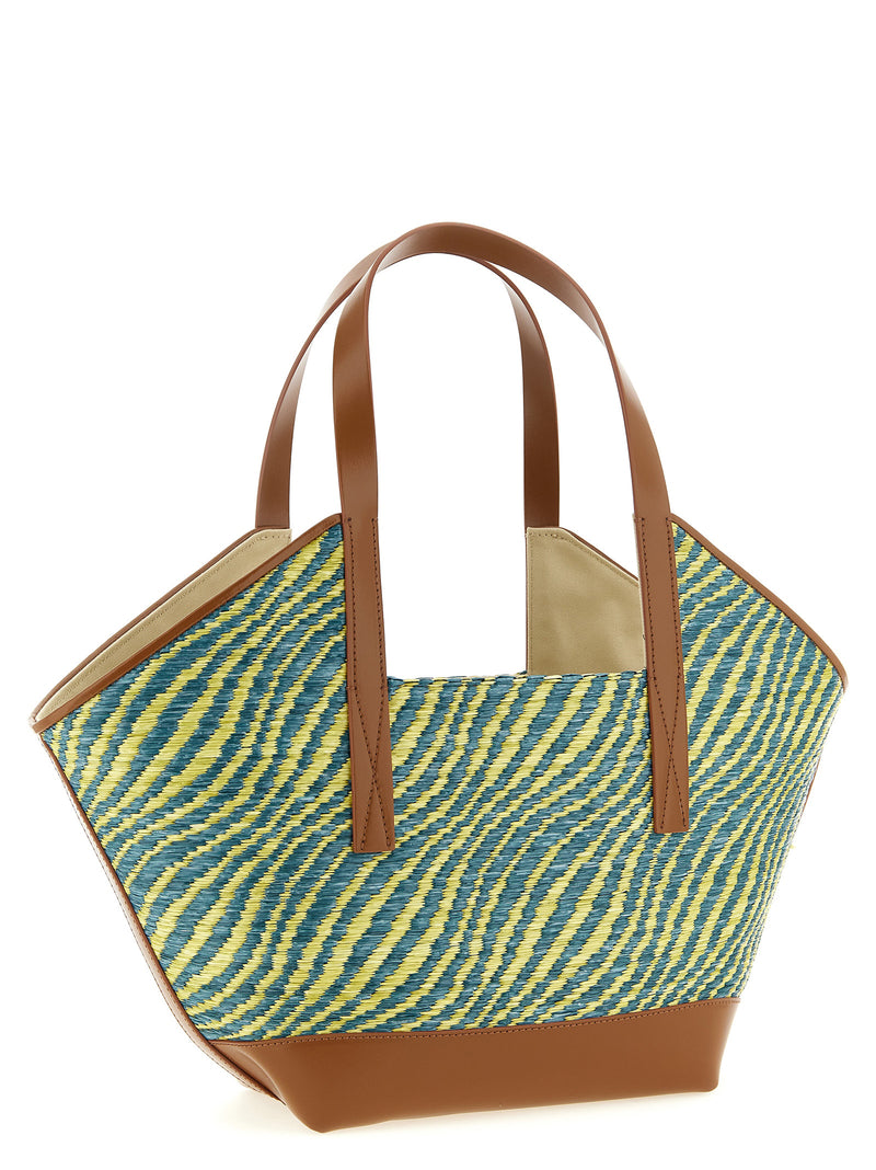 Marni Bicolor Polyamide Tote Bag - Waves Trapezoidal Design