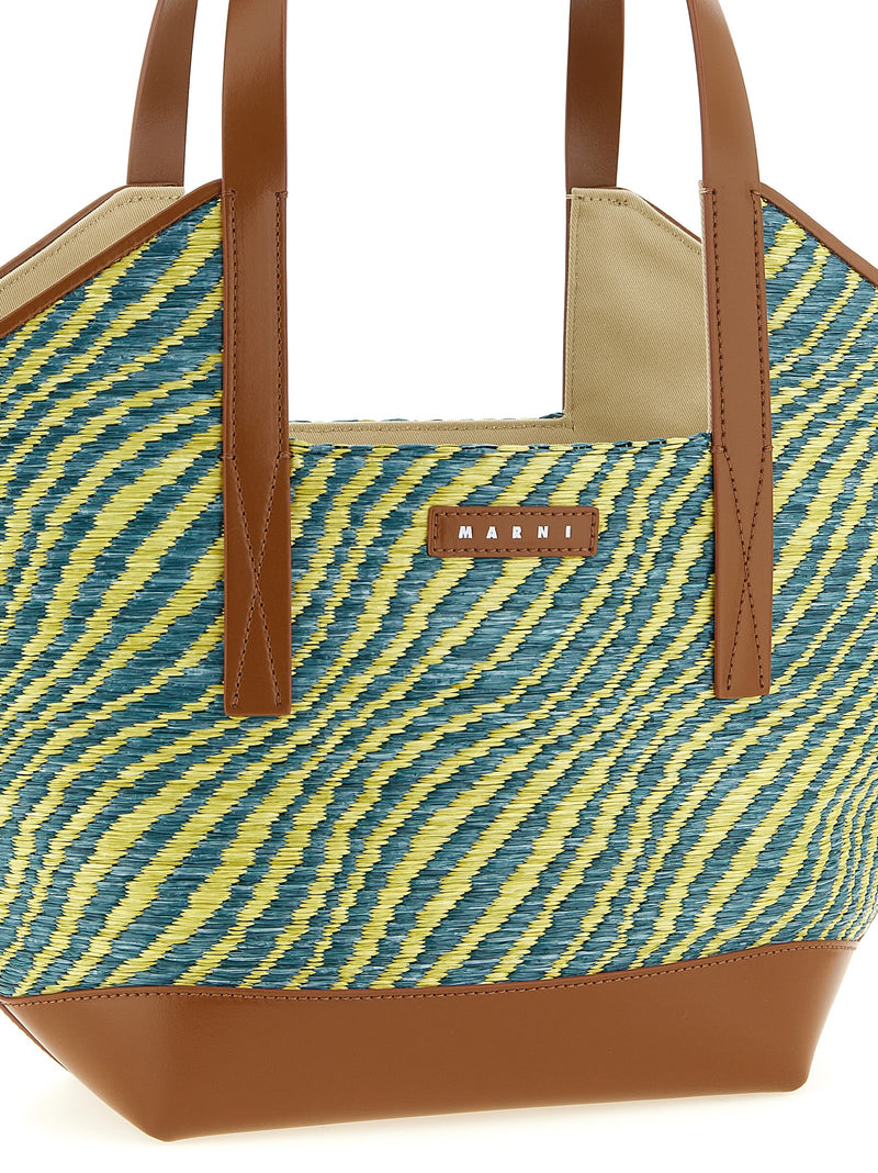 Marni Bicolor Polyamide Tote Bag - Waves Trapezoidal Design