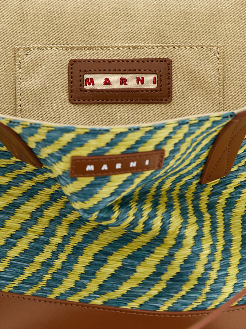 Marni Bicolor Polyamide Tote Bag - Waves Trapezoidal Design