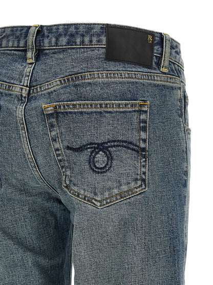 R13 Blue Cotton Flared Jeans
