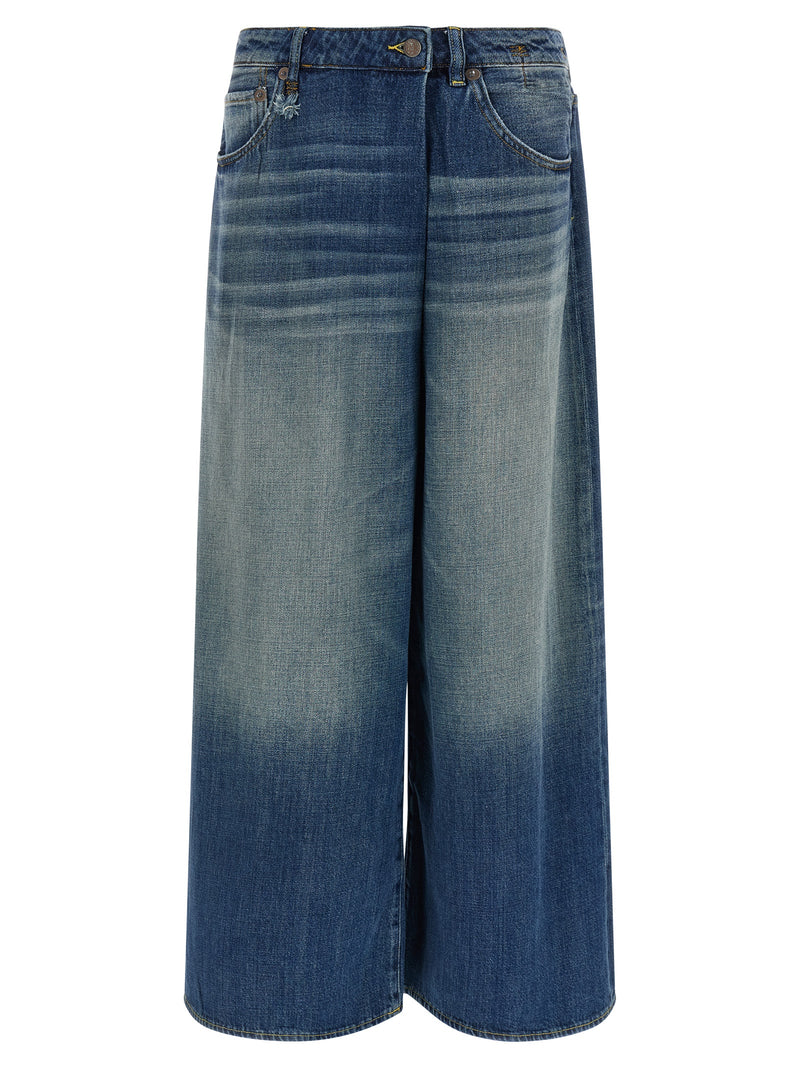 R13 Nico Wrap Blue Cotton Jeans - Trendy Oversized Fit
