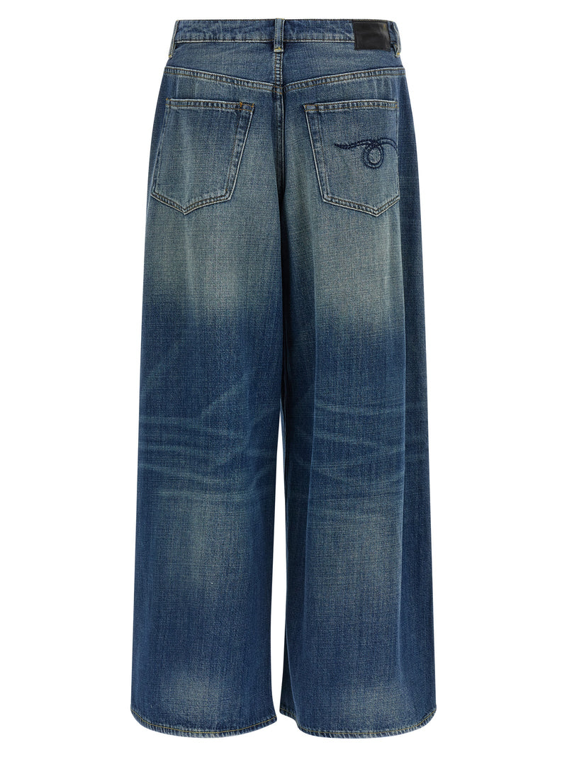 R13 Nico Wrap Blue Cotton Jeans - Trendy Oversized Fit