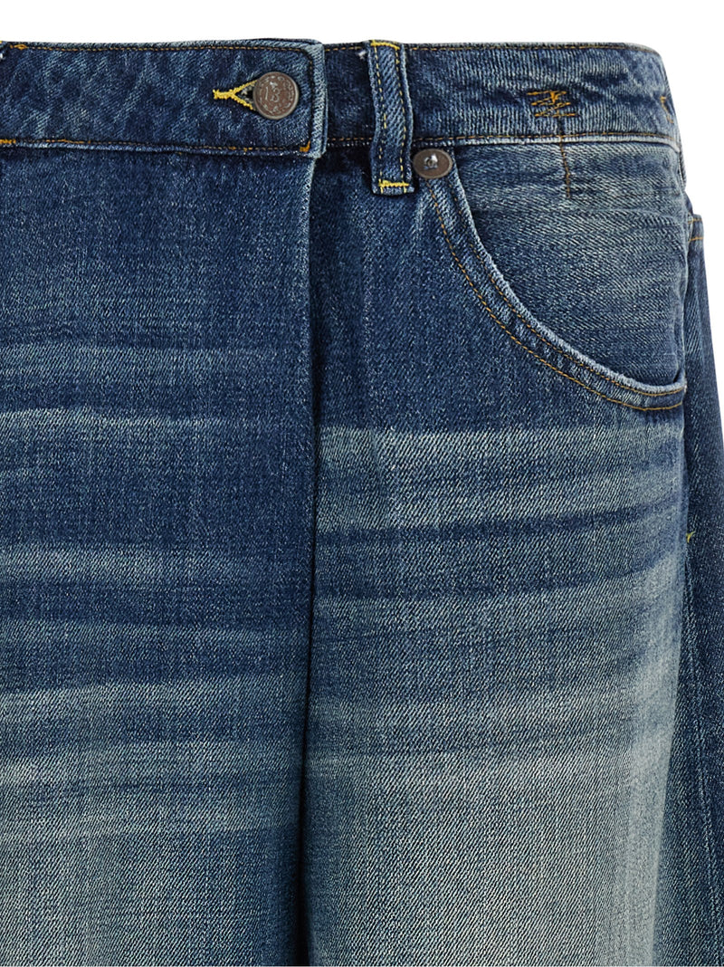 R13 Nico Wrap Blue Cotton Jeans - Trendy Oversized Fit