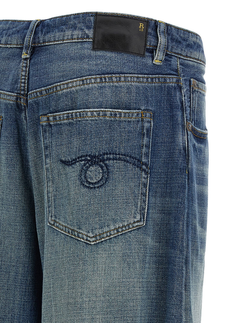 R13 Nico Wrap Blue Cotton Jeans - Trendy Oversized Fit