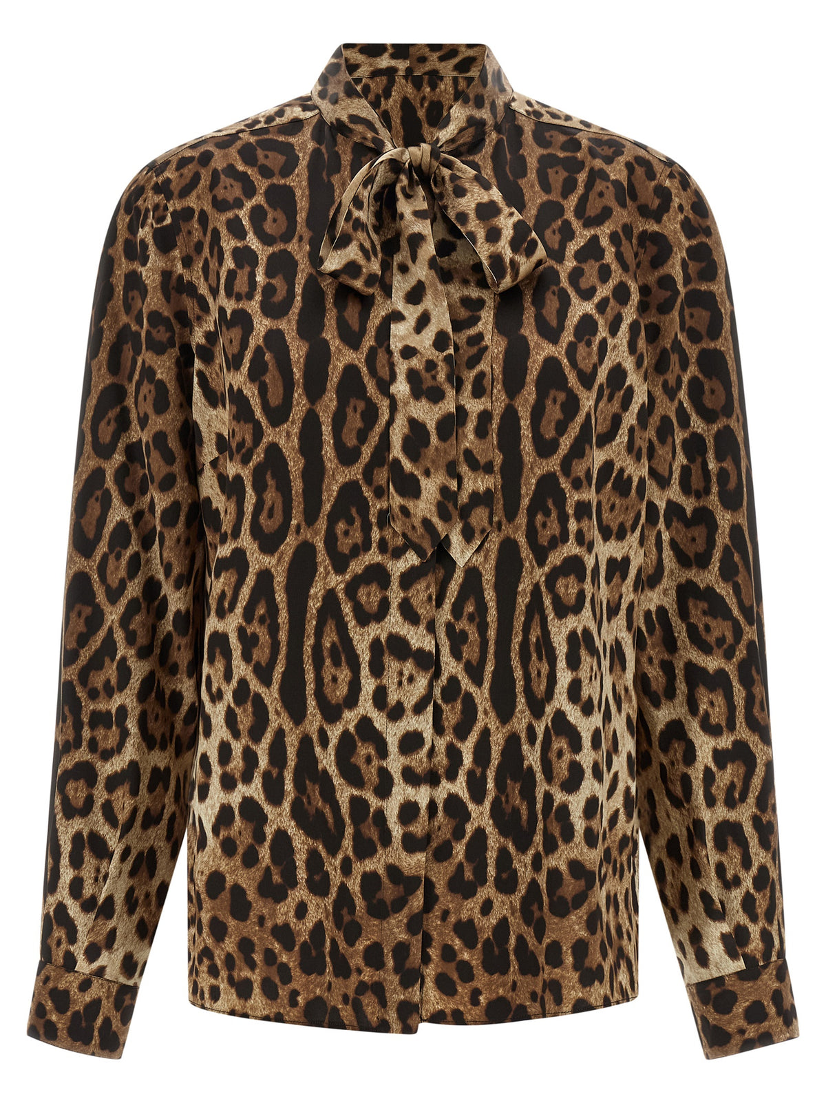 Dolce & Gabbana Leopardo Print Brown Silk Blouse