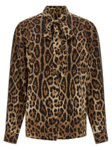 Dolce & Gabbana Leopardo Print Brown Silk Blouse