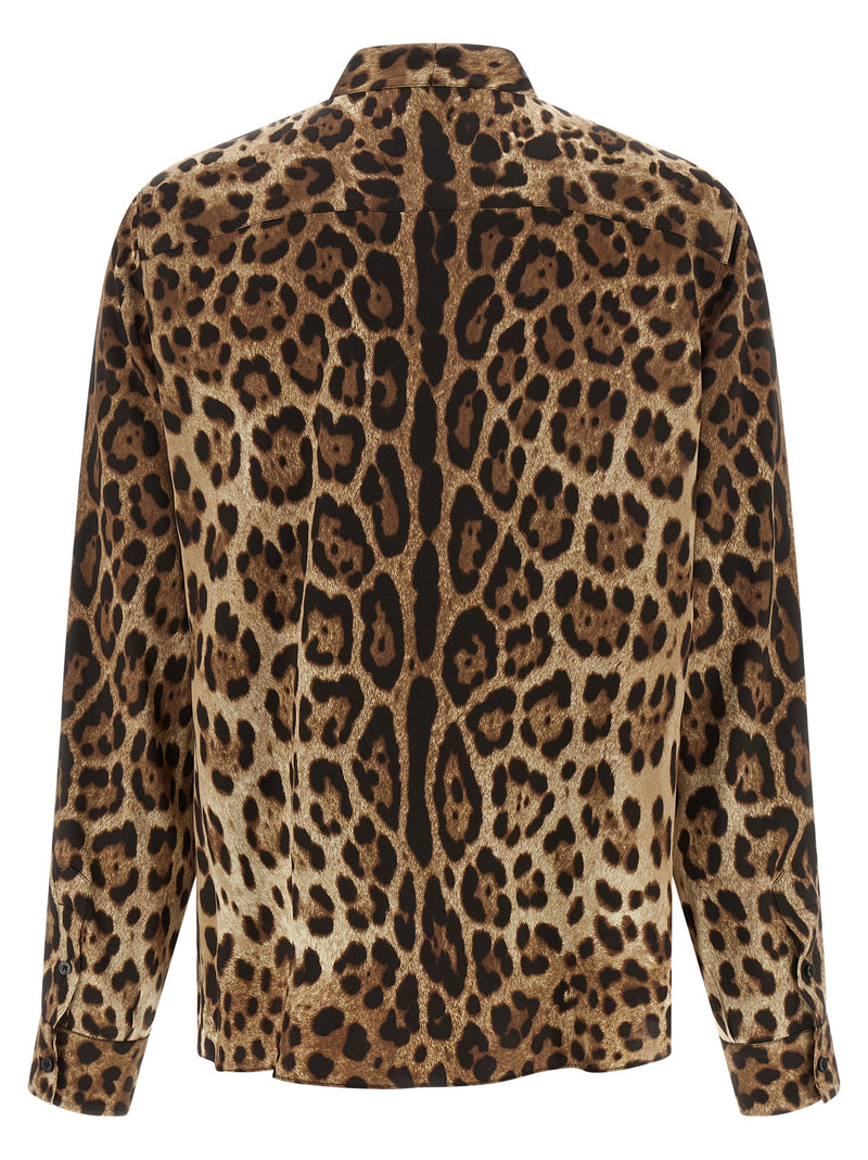 Dolce & Gabbana Leopardo Print Brown Silk Blouse