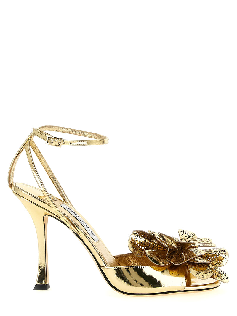 Sandales à talons aiguilles en cuir doré Jimmy Choo