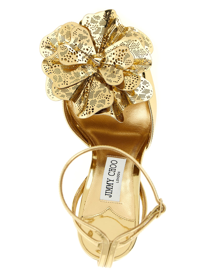 Sandales à talons aiguilles en cuir doré Jimmy Choo