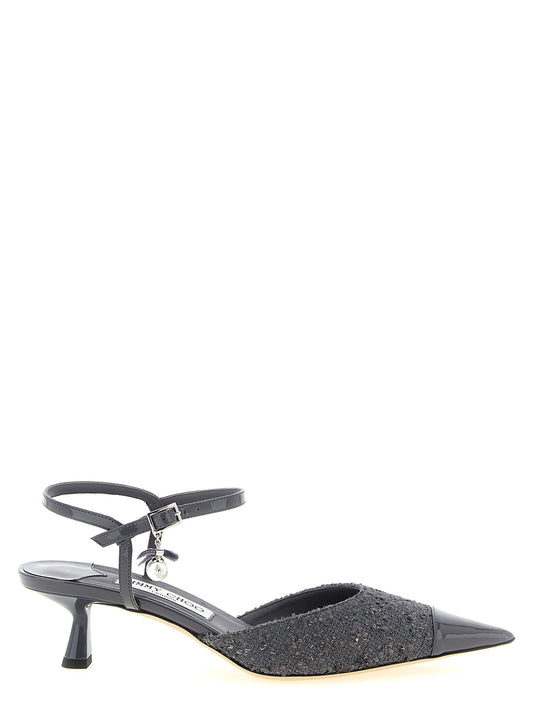 Escarpins gris à talon moyen en Tencel Jimmy Choo