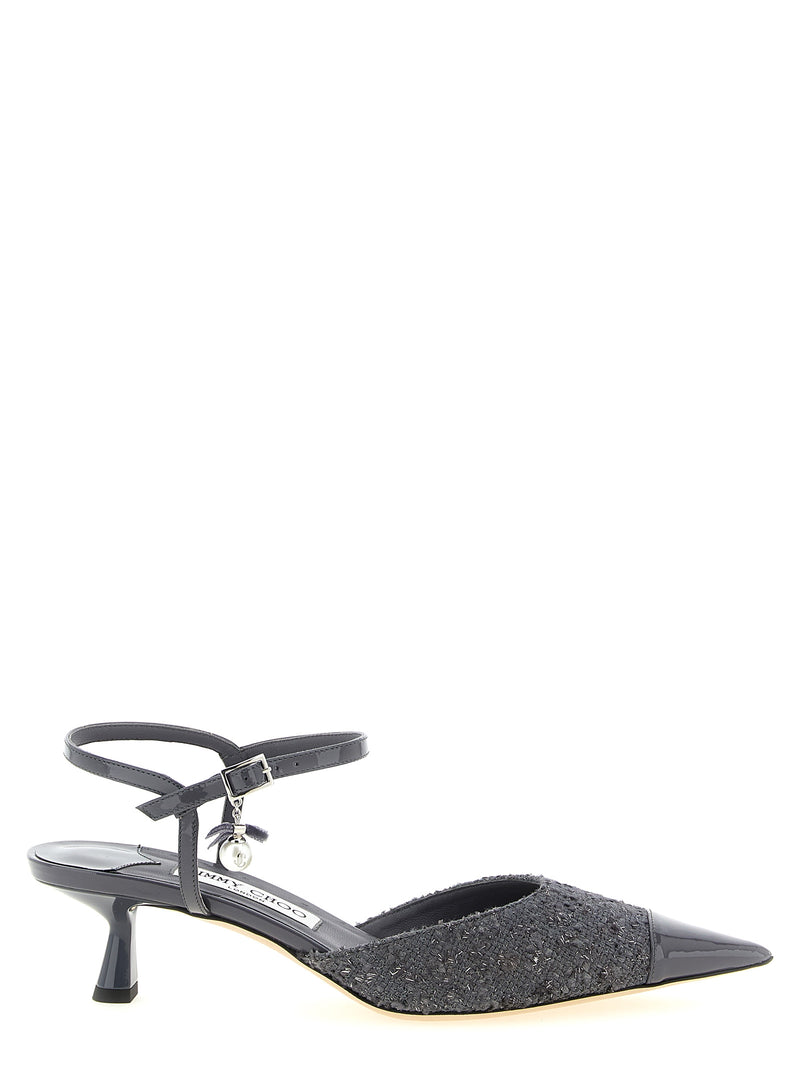 Escarpins gris à talon moyen en Tencel Jimmy Choo