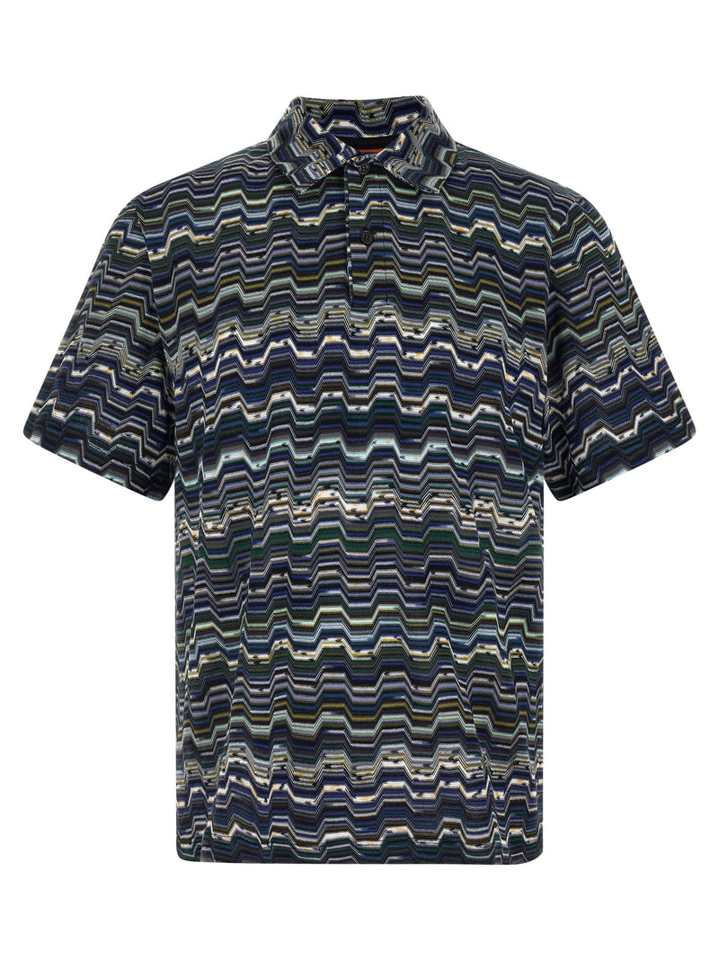 Polo Missoni en coton bleu