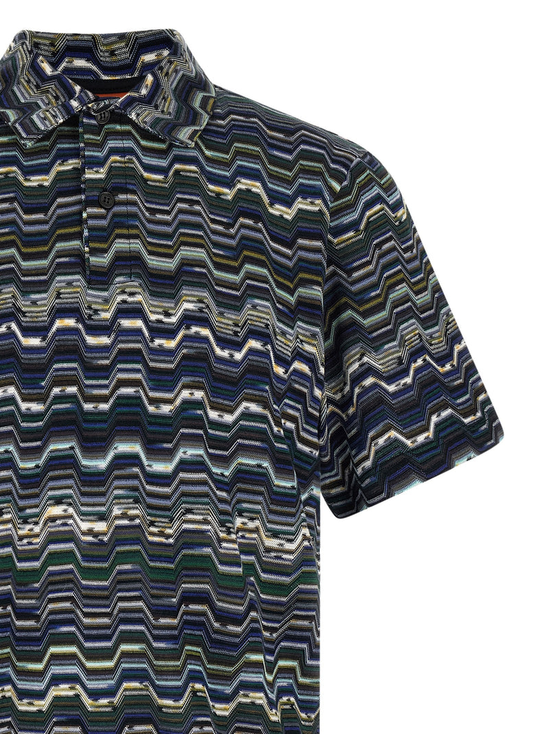 Polo Missoni en coton bleu