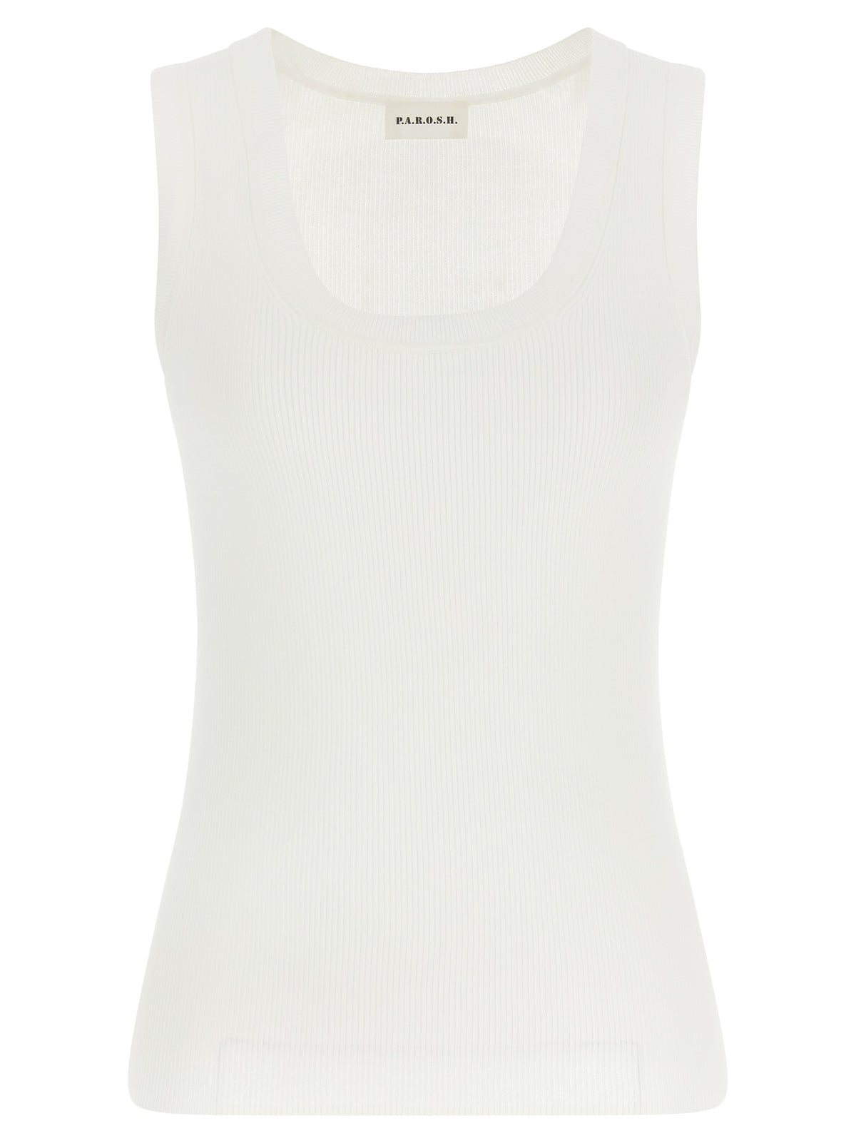 P.A.R.O.S.H. Cipria26 White Cotton Sleeveless T-Shirt
