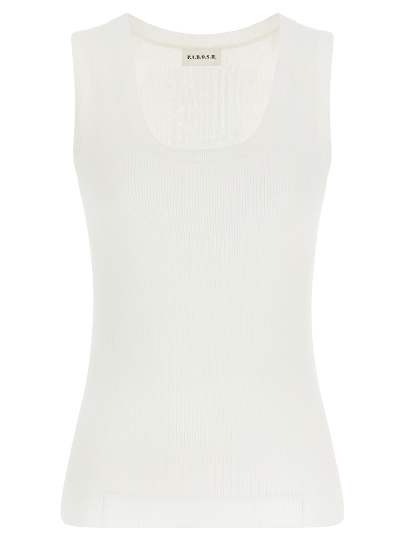 P.A.R.O.S.H. Cipria26 White Cotton Sleeveless T-Shirt