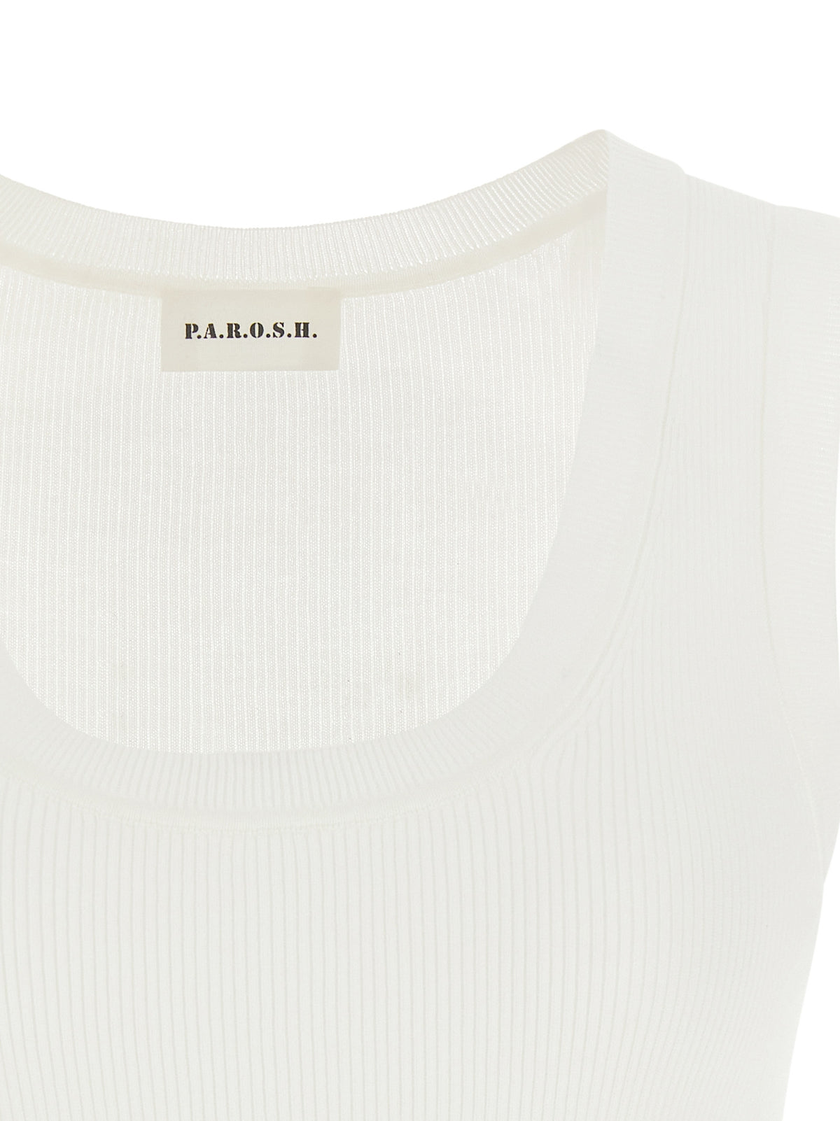 P.A.R.O.S.H. Cipria26 White Cotton Sleeveless T-Shirt
