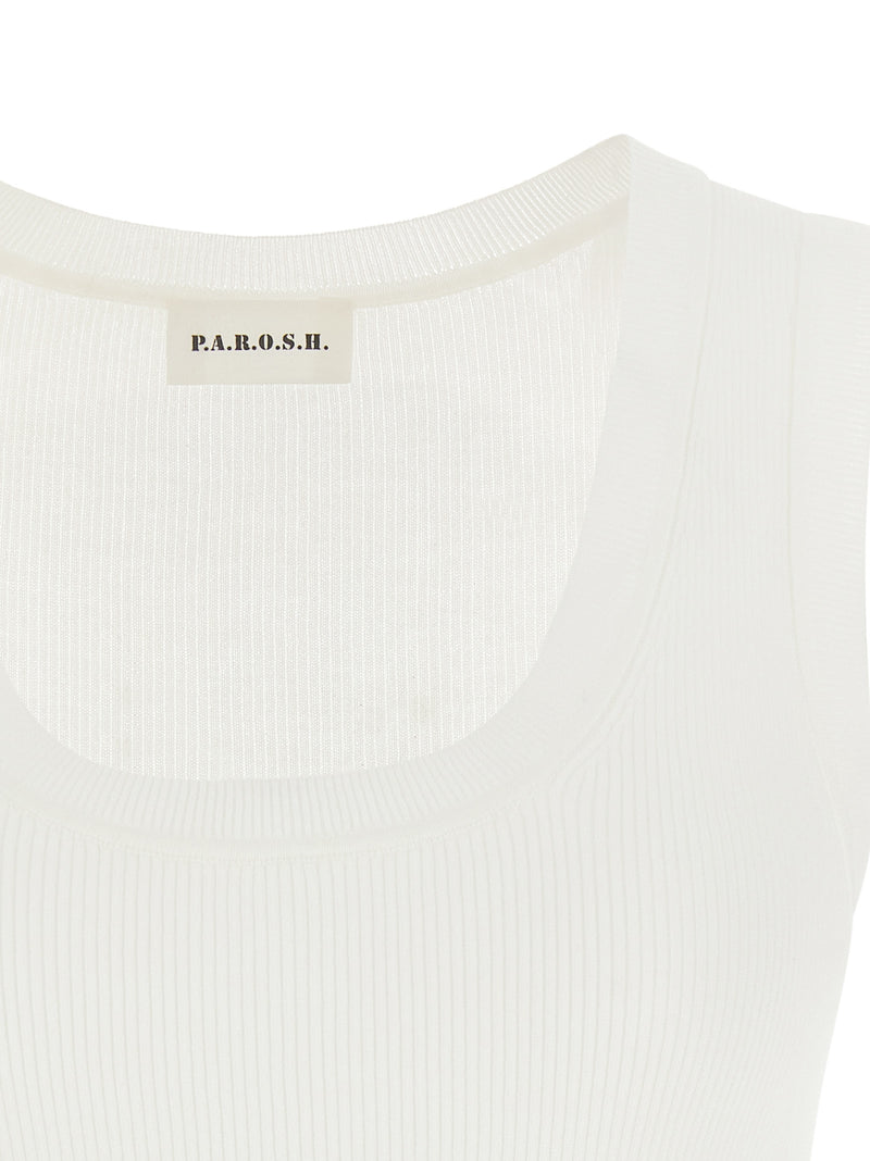 P.A.R.O.S.H. Cipria26 White Cotton Sleeveless T-Shirt