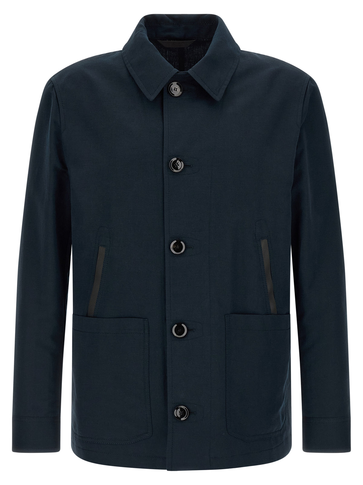 Veste longue Brioni en lin bleu